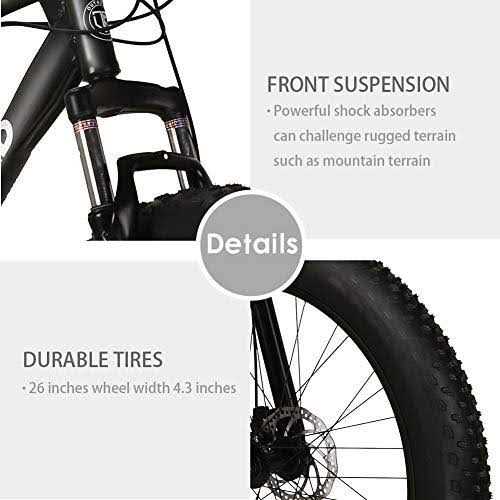 Max4out 26 inch Fat/Normal Tire Mountain Bike, 21 Speed with Dual Front Suspension, Double Disc Brake and High Carbon Steel Frame Anti-Slip Bicycle