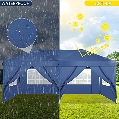 COBIZI Canopy 10x20 Pop Up Canopy Tent with 6 Sidewalls Party Tents for Parties Weddings Backyard Waterproof Canopy Outdoor Commercial Canopy Event