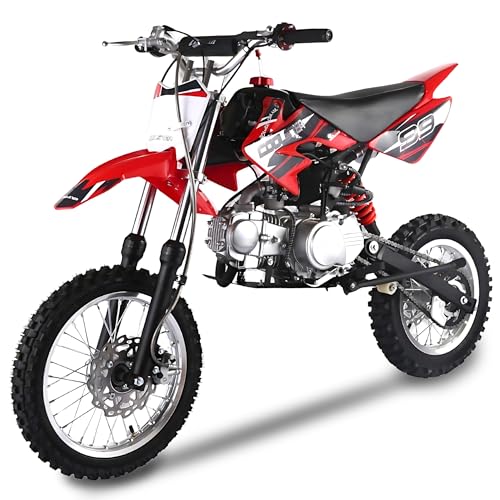 Coolster 125cc Dirt Bike for Kids & Adults - Gas Powered Manual Transmission Off-Road Pit Bike with Kick Start System, QG-214-2