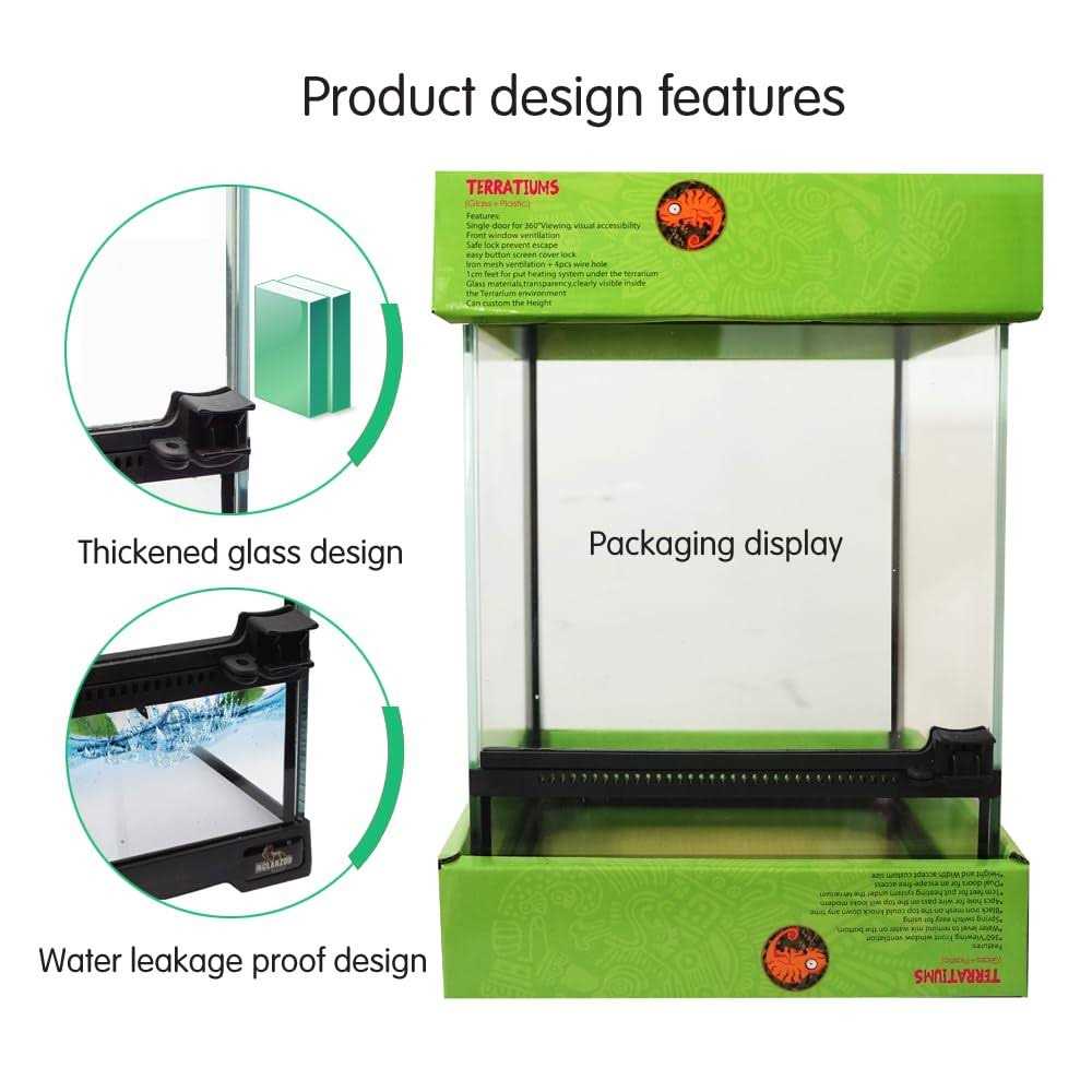 Waazoorep Mini Reptile Glass Terrarium Tank 8x8x12“ Full View with Front Opening Door and Enclosure Habitat Cage for Leopard Gecko Tarantula Young