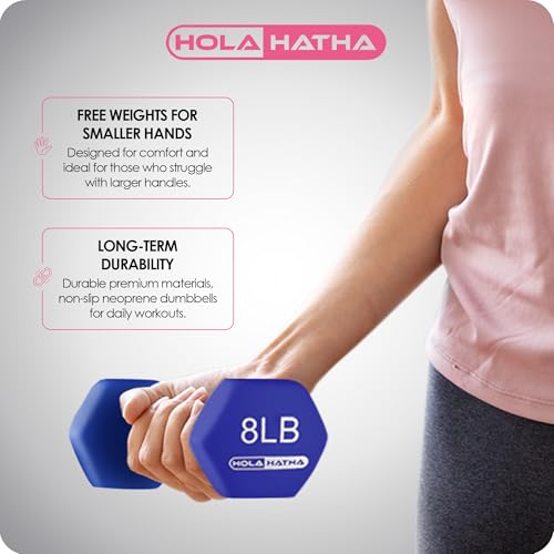 HolaHatha Neoprene Dumbbell Free Hand Weight Set with Rack, Ideal for Home Exercises to Gain Tone and Definition