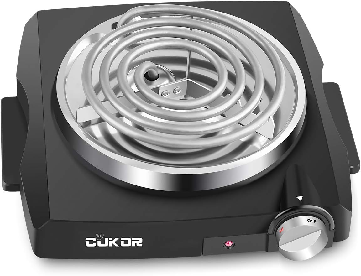 CUKOR Electric Hot Plate, 1800W Portable Electric Stove,Infrared Double Burner,Heat-up In Seconds