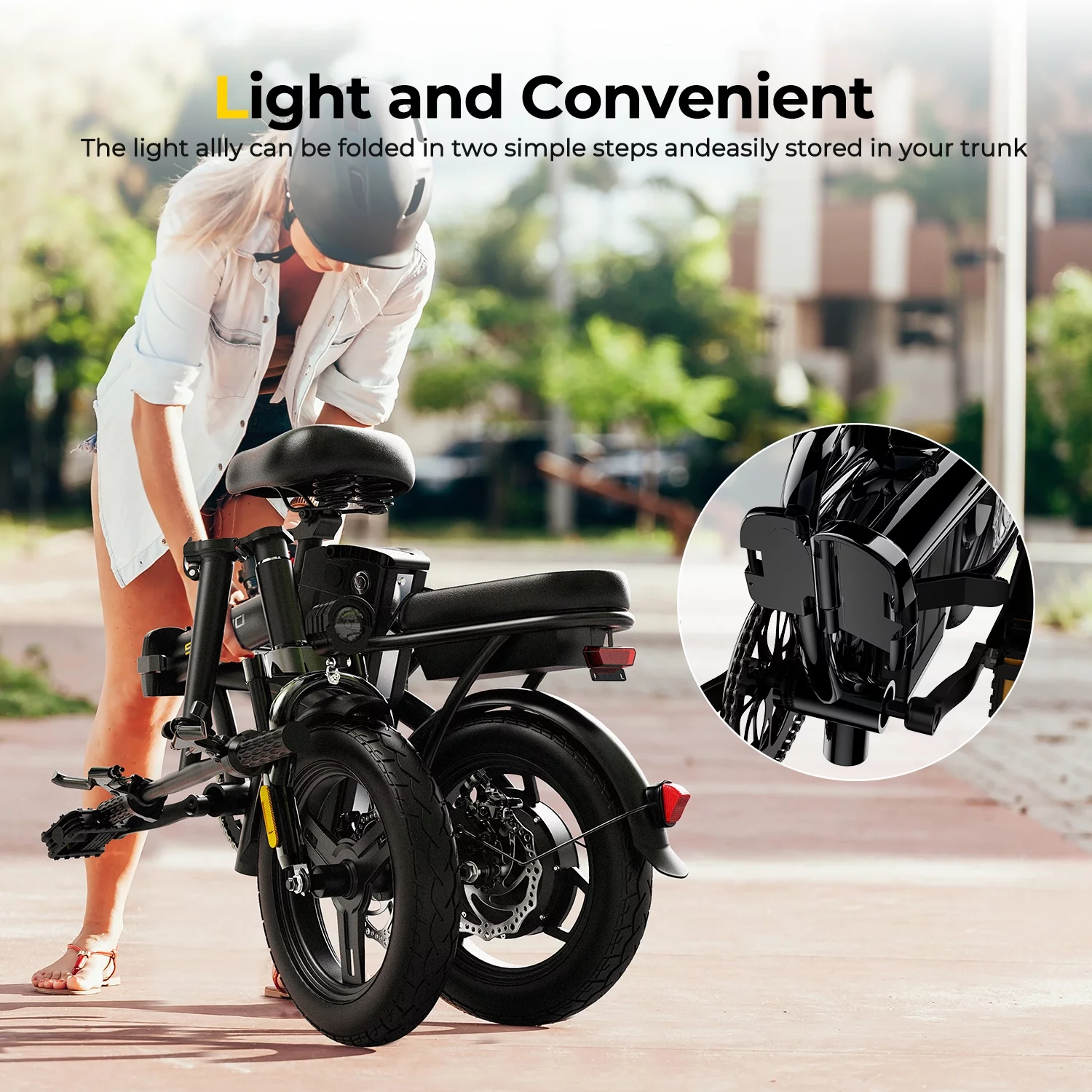Sohamo 36V 10Ah Foldable Electric Bike w/Throttle, 400W Motor Electric Motorcycle for Adults, Mini Ebike for Teens and Adults over 14 years of age