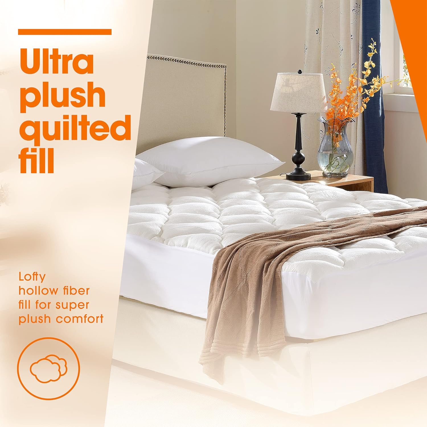 Cheer Collection Soft and Plush Bamboo Fitted Mattress Topper - California King - Plush Eco Friendly Protector Cover for Bedding
