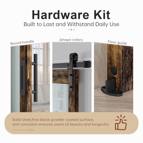 Fredbeck Double 30X84 Glass Barn Door (60 barn Door with 11ft Hardware kit inlcuded