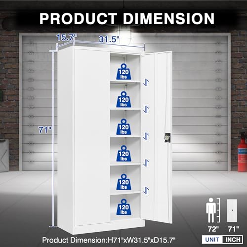 Metal Garage Storage Cabinet with Wheels,Metal Storage Cabinet with Adjustable Shelves,Steel Tool Cabinets with Locking Door for Home, School, Office