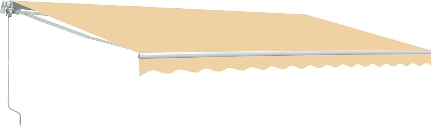 ALEKO Retractable 13x10 Feet Motorized White Frame Patio Awning - 100% Polyester Canopy, Cover, Sun Shade, Shelter for Yard, Deck, Balcony