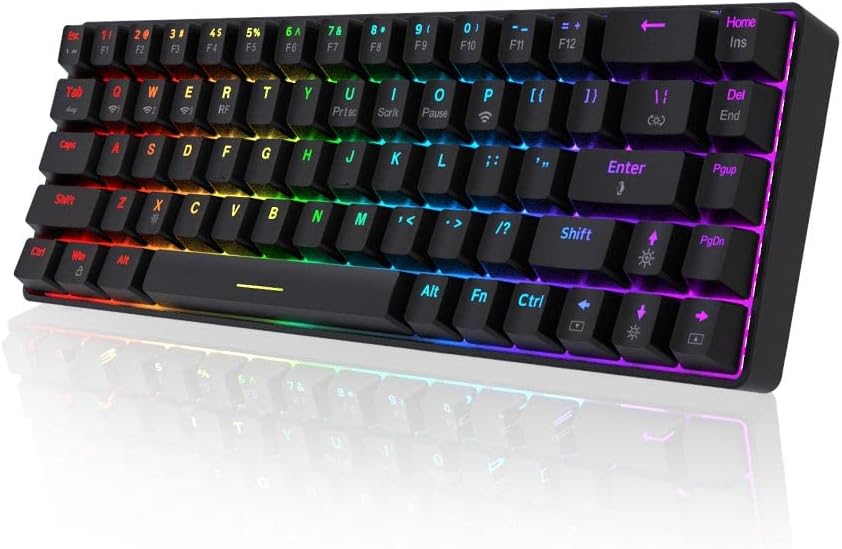 NACODEX 68 Key 65% Hot swappable Mechanical Keyboard, 2.4G Wireless/Bluetooth/Wired RGB Backlit Keyboard