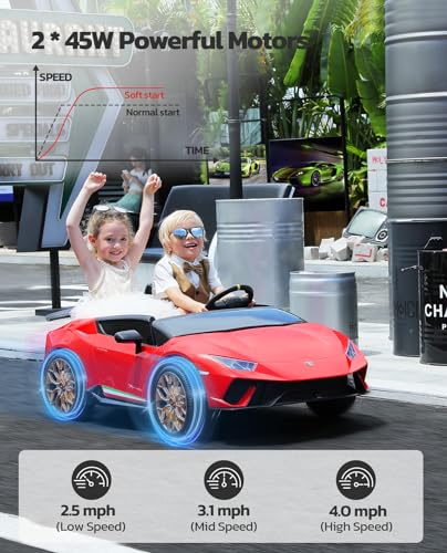 ELEMARA 2 Seater Ride on Toy for Big Kids,12V10Ah Lamborghini Ride On Car, 4.0 mph,Max 130lbs,Electric Car w/Remote, Kids' Electric Vehicles,3 Speeds