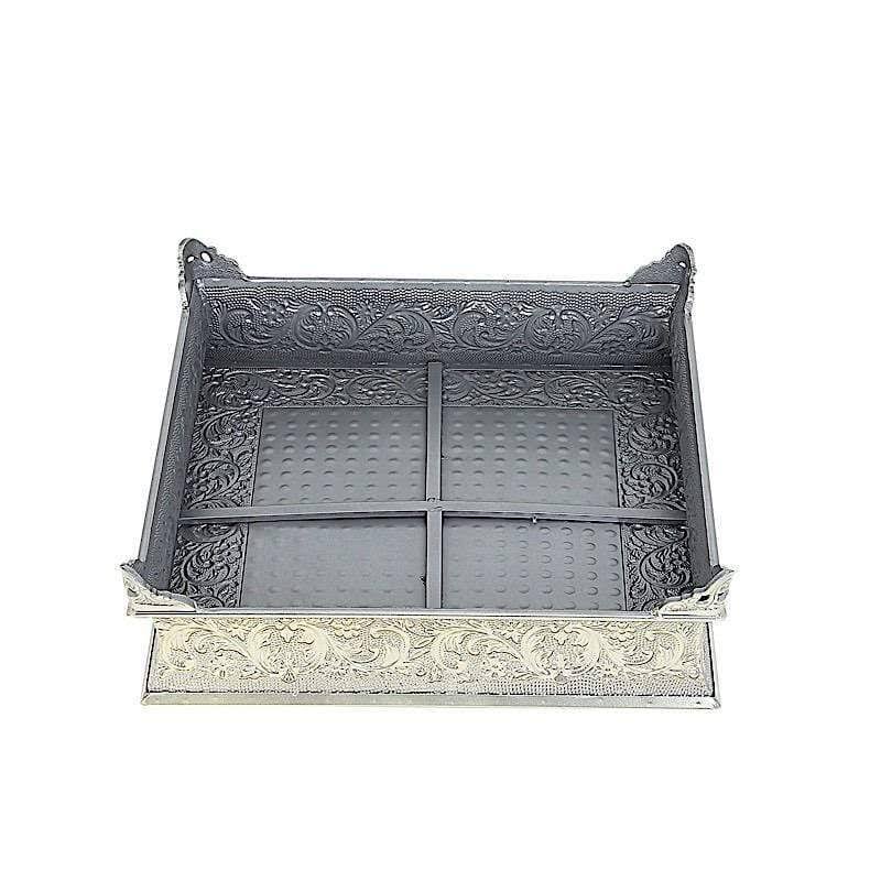18x18 in Wide Gold Square Embossed Wedding Cake Stand Riser