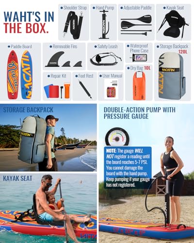 Inflatable Stand Up Paddle Board 12' with Kayak Seat & Dual Paddles &ndash