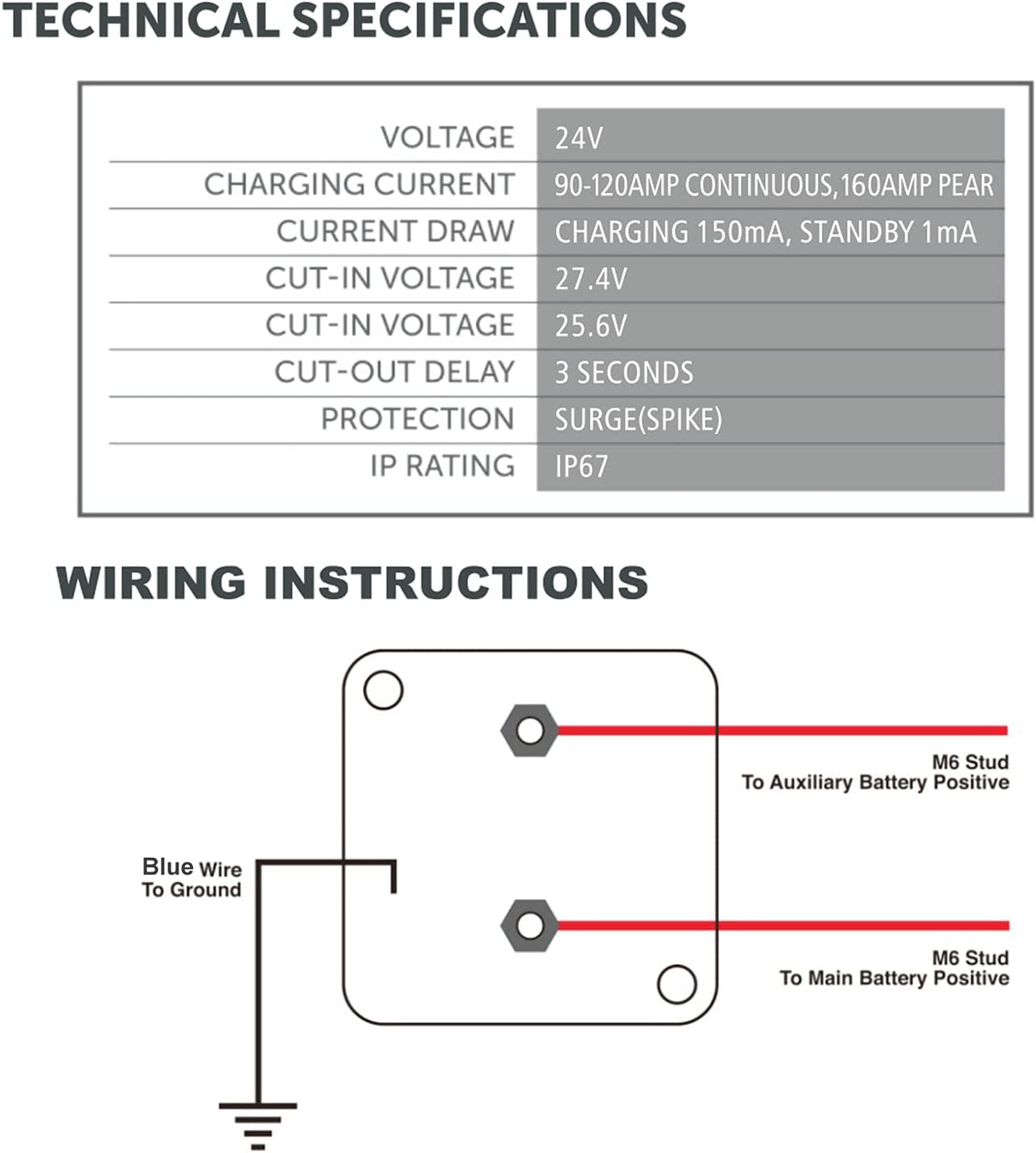 Dual Battery Isolator 12V 140Amp, Voltage Sensitive Relay VSR