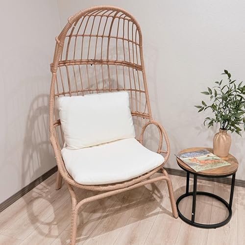 DWVO Egg Chair with Ottoman Outdoor, 370lbs Capacity Wicker Patio Glider Basket Chair with Footrest