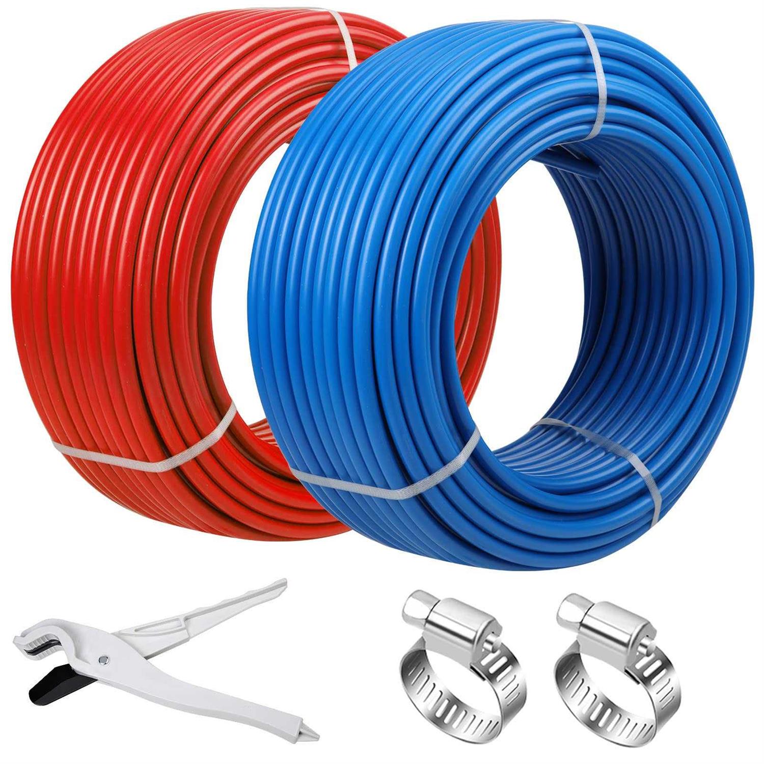 PEX Pipe 1/2 Inch 100ft 2 Rolls PEX Tubing EVOH PEX-B Pipe Non Oxygen Barrier Durable Leakage-Proof Flexible For Residential Water Lines In Homes