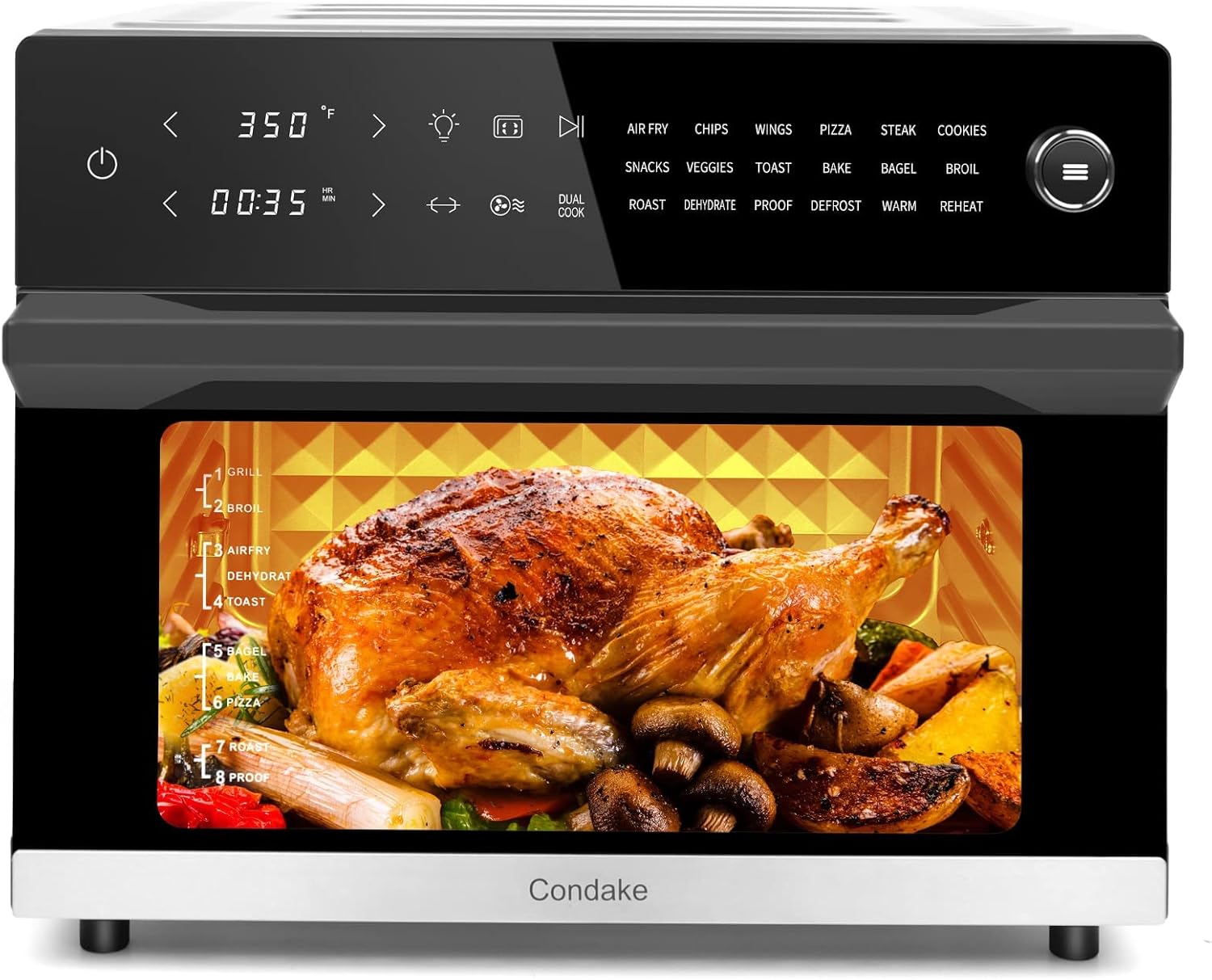32QT Air Fryer Oven Toaster Oven Combo with Rotisserie 18-in-1 Convection Oven Countertop Digital Airfryer for Bake Broil Pizza Roast Toast Dehydrate