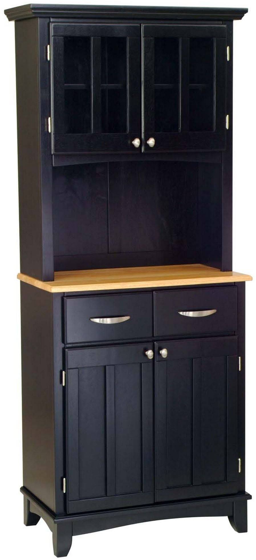 Home Styles Buffet of Buffet with Wood Top and Hutch - Black