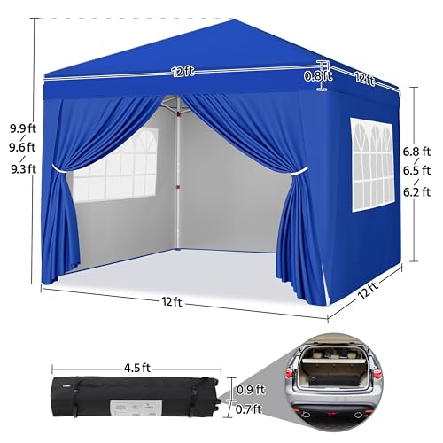 Yaheetech 10x10 Pop Up Canopy with 4 Removable Sidewalls, Portable Enclosed Instant Tent, Waterproof Outdoor Tent, Beach Sun Shelter with 4 Sandbags
