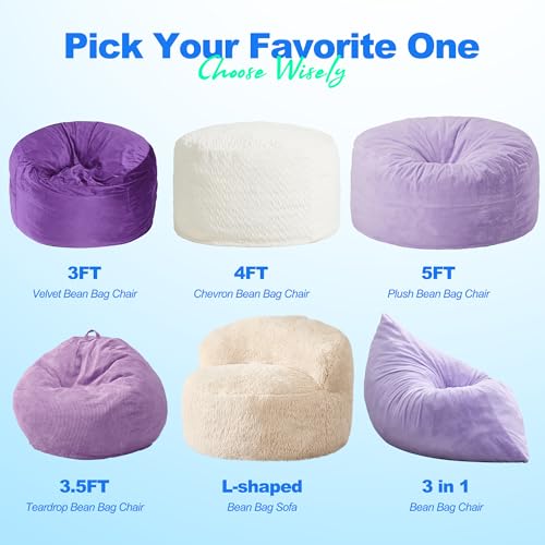 Hobestluk 3 in 1 Bean Bag Chair Giant Bean Bag Chairs Convertible Bean Bag Floor Cushion with Machine Washable Cover