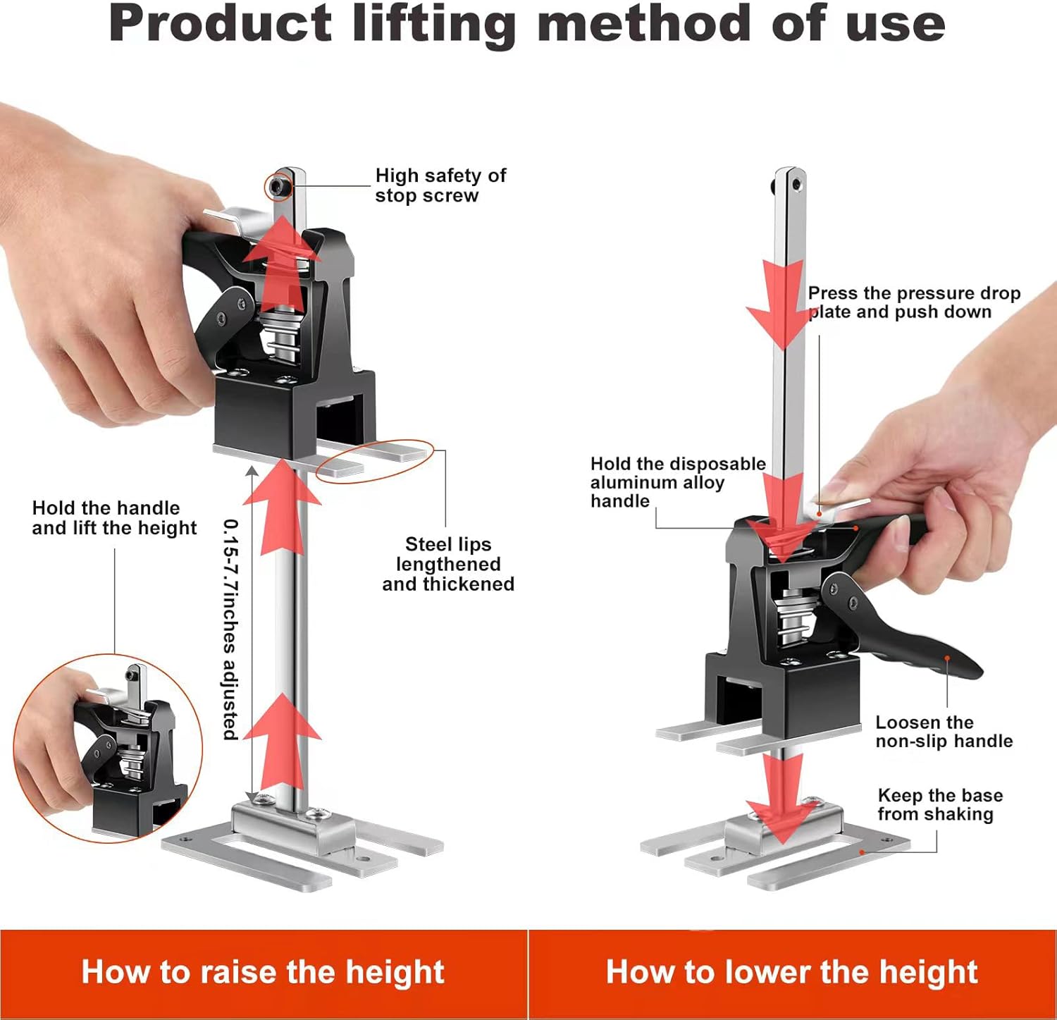 2 Packs Labor-Saving Arm Tool Jack,hand tool jack set 12in ，hand jack lift tool heavy duty,cabinet lifter，Multi-Functional Lifting Device