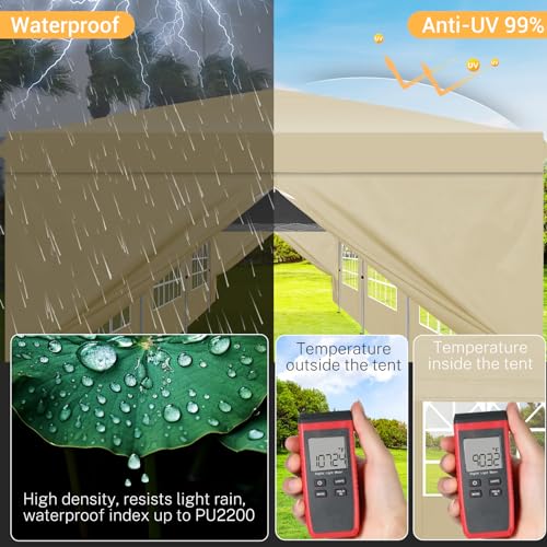 COBIZI 10x10 Pop up Canopy Tent Protable Canopy Tent with 4 Sidewalls Waterproof Commercial Instant Shelter for Parties, Wedding
