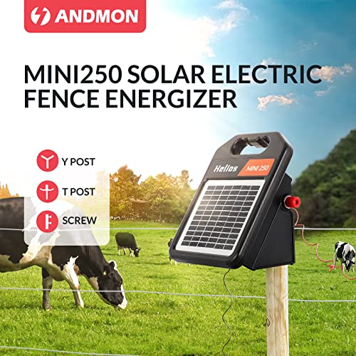 10 Miles Solar Electric Fence Charger with Day or Night Mode, 0.11 Joule Portable Solar Fence Charger for Livestock