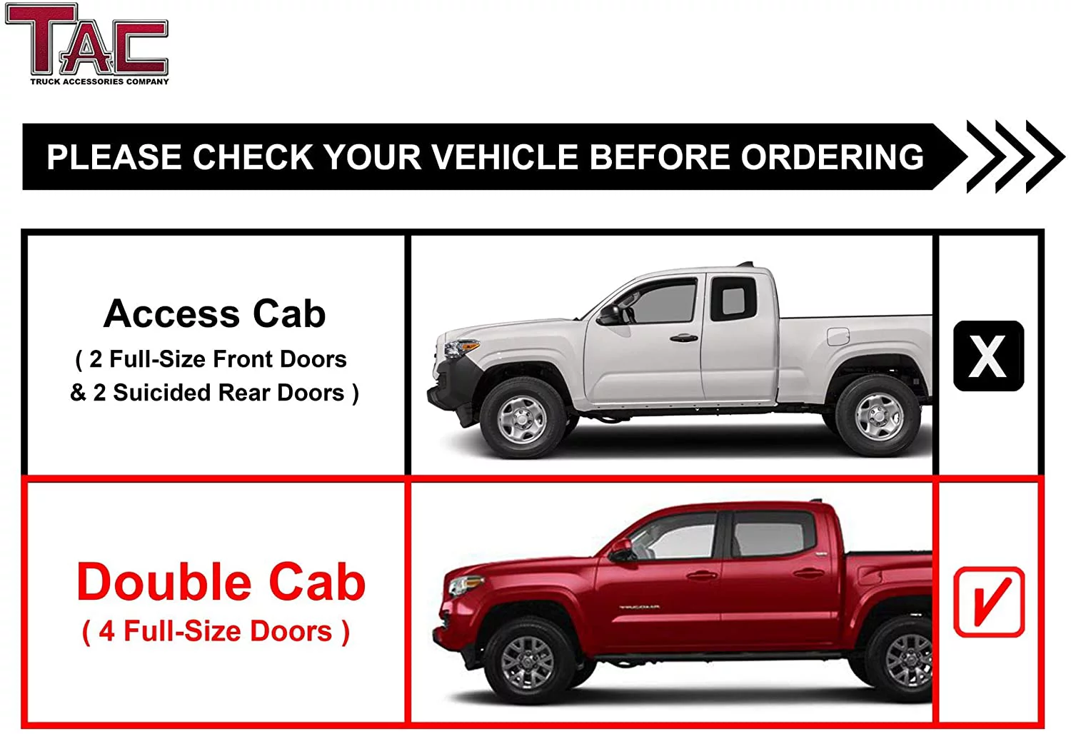 TAC Sniper Running Boards Compatible with 2005-2023 Toyota Tacoma Double Cab Truck Pickup 4" Drop Fine Texture Black Side Steps Nerf Bars Rock Slider