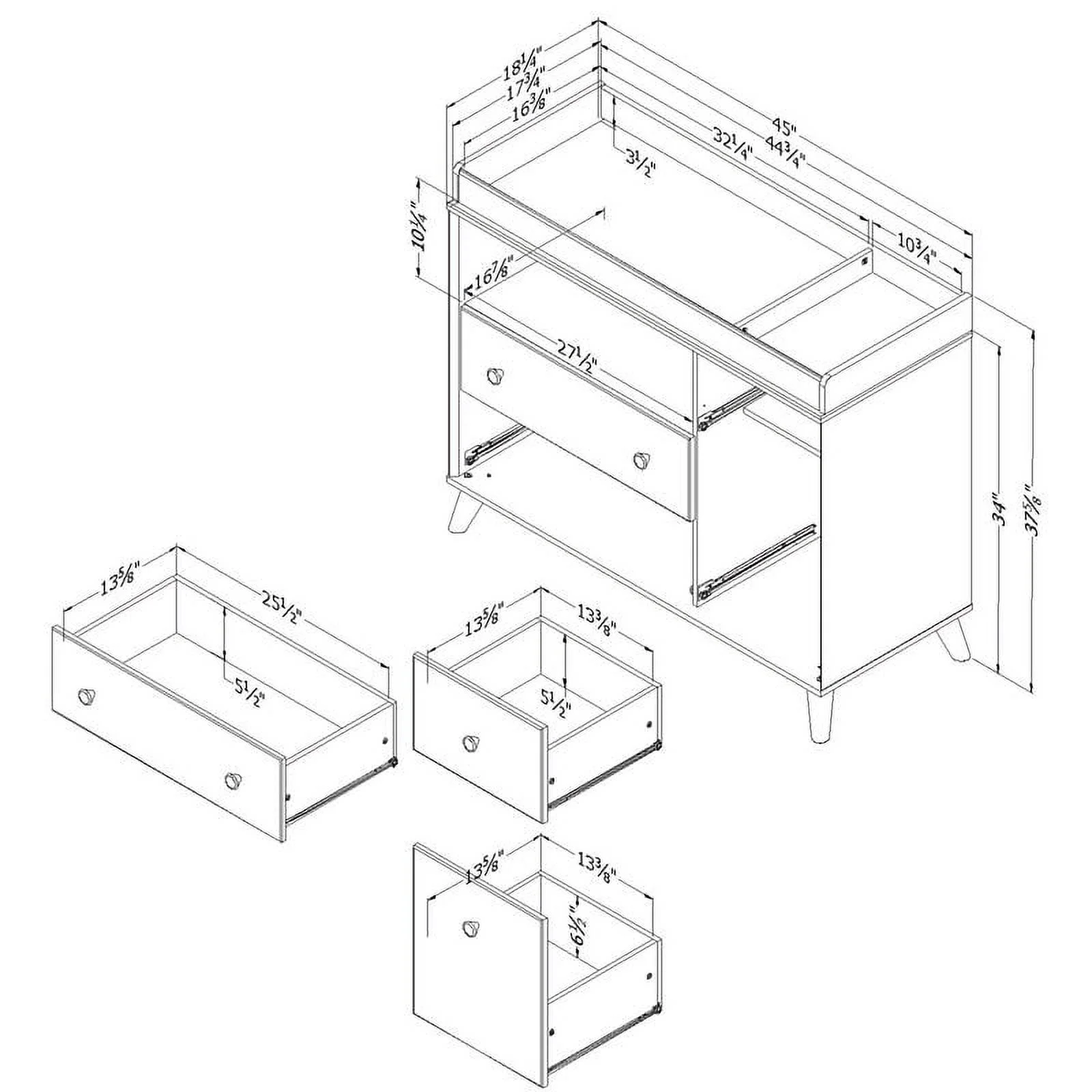 South Shore Furniture Yodi Changing Table with Drawers, Soft Elm and Pure White