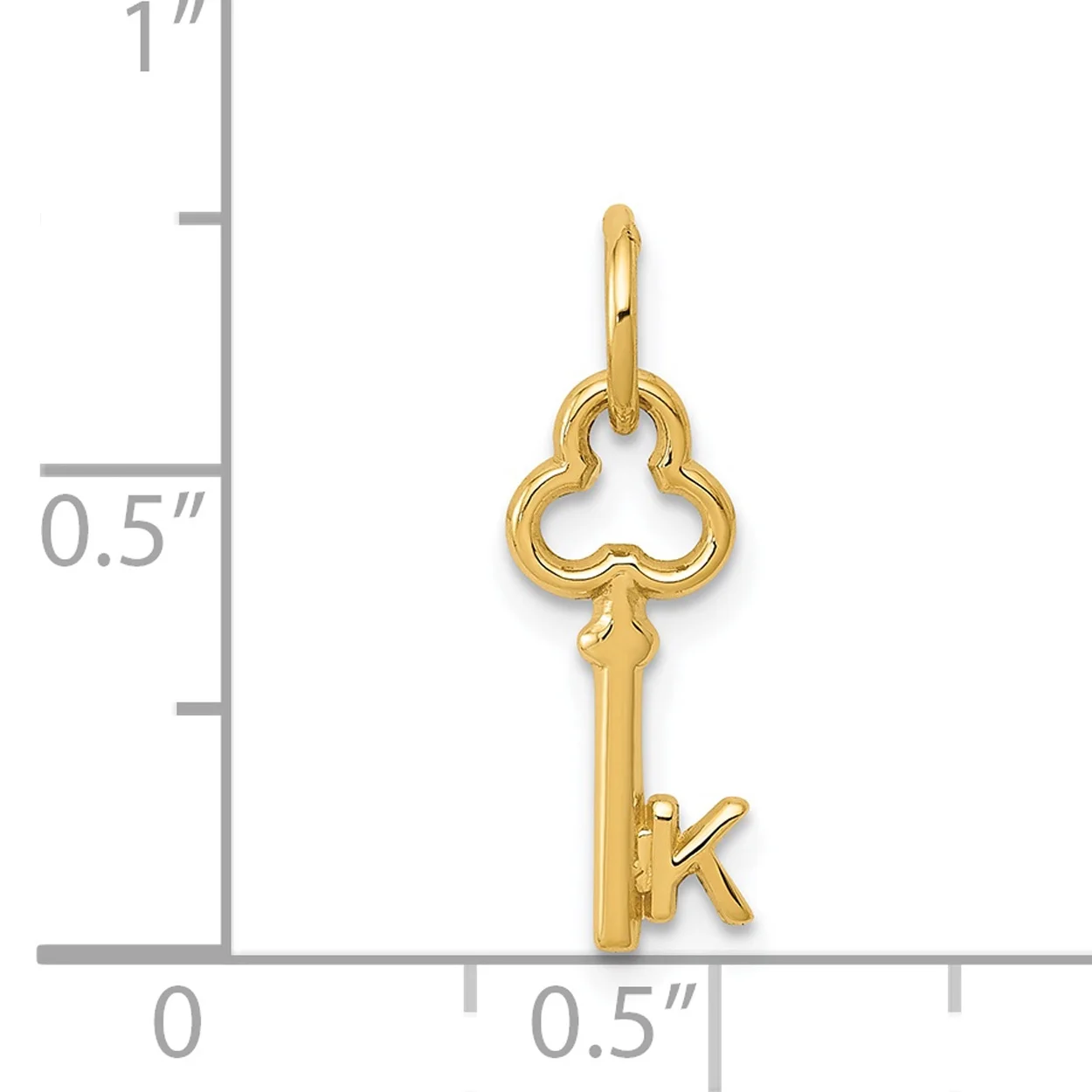 Carat in Karats 14K Yellow Gold Key Letter K Initial Pendant Charm (15.53mm x 6.88mm)