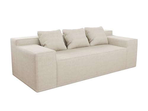 Modern Loveseat, Sofa Couch in a Box, No Assembly Needed, with 2 Pillows, Cat-Scratch Resistant Linen,Small Sofa for for Small Space, Living Room