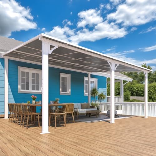 AECOJOY 10&rsquo; x 10&rsquo; Gazebo, Wall Mounted Gazebos Pergola on Clearance, Outdoor Patio Lean to Gazebo Awnings for Deck, Porch