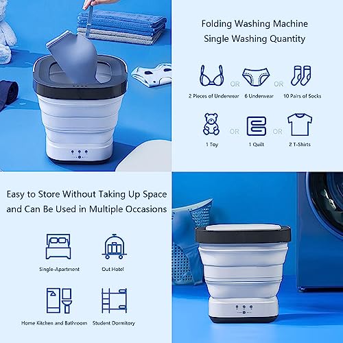 Apartment Washer and Dryer Portable with 4/6 Huors Drying and UV, Mini Portable Washer High Power,Retractable Drain Pipe for Personal,Dormitory