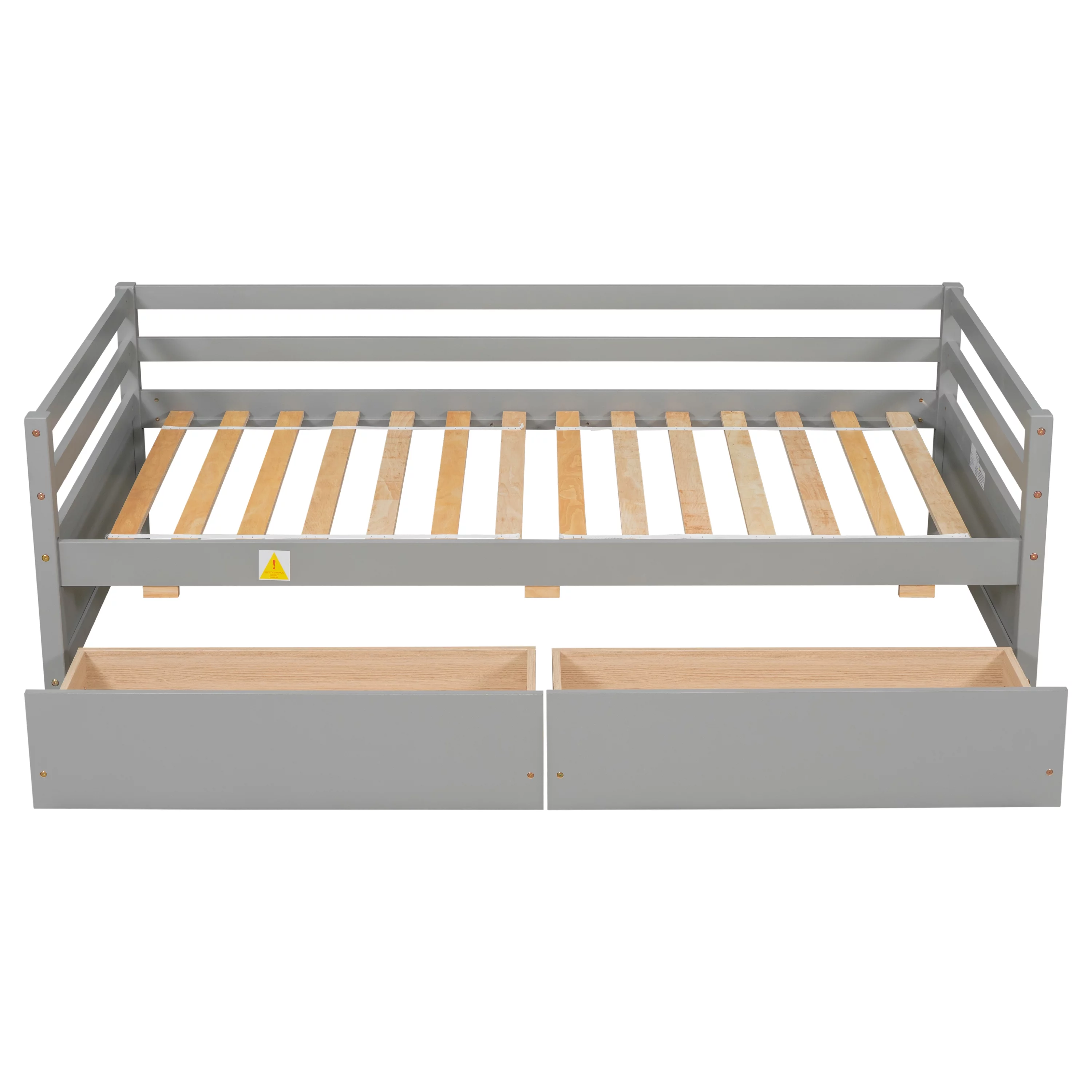 EUROCO Twin Wood Daybed, Sofa Bed with Two Drawers for Bedroom & Living Room, Gray