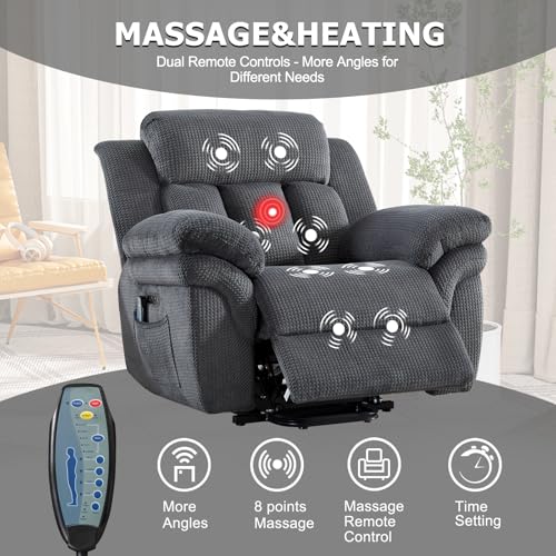 CANMOV 46" Wide Oversize Power Lift Recliner Chair, Extra Large Electric Lift Recliners for Elderly Big