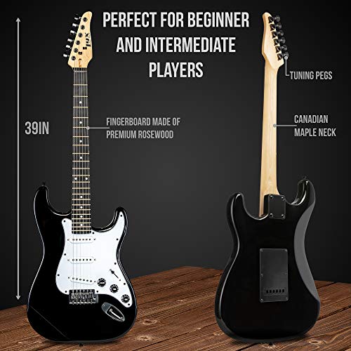 LyxPro Electric Guitar 39" inch Complete Beginner Starter kit Full Size with 20w Amp, Package Includes All Accessories, Digital Tuner, Strings, Picks
