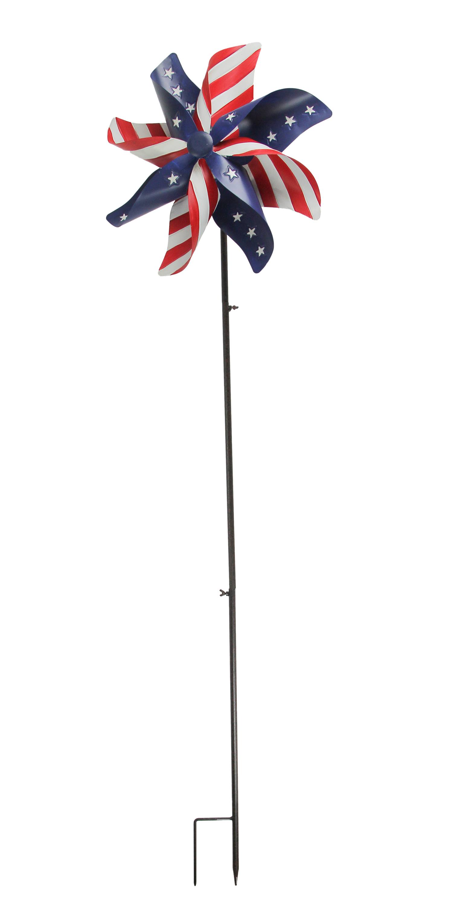Gerson 63x22 Metal Americana Pinwheel Wind Spinner