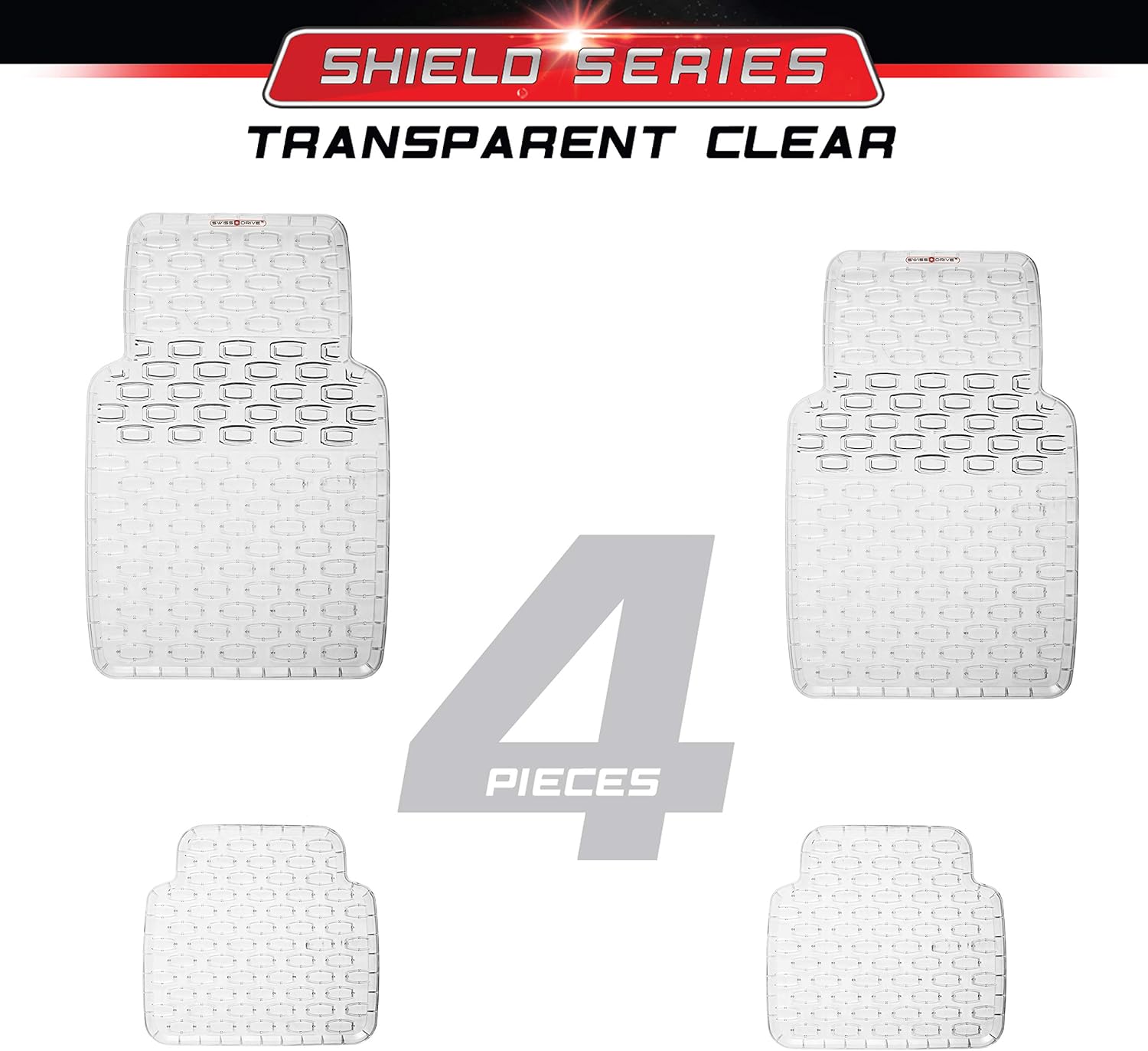 Swiss Drive Rubber Car Mats 4 pcs Shield Car Floor Mats Rubber Front Rear PVC Rubber Floor Mats for Cars SUV Van Truck – All-Weather Protection Mats
