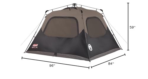 Coleman Instant Tent with 1-Minute Setup, 4/6/8/10 Person Tent with Pre-Attached Poles, Air Vent, & Carry Bag