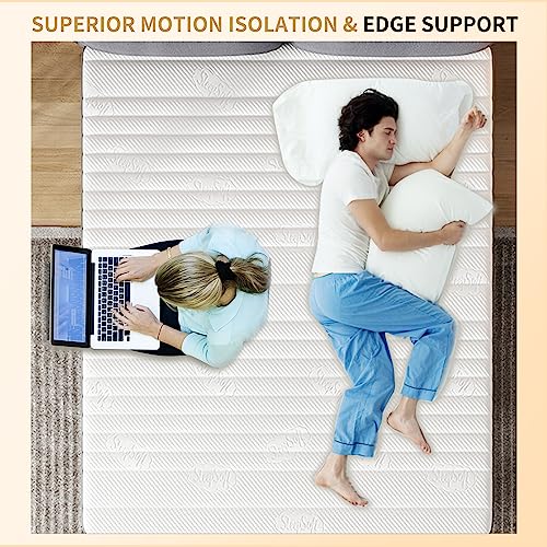 Full Mattress, 12 Inch Full Size Mattress with Cooling-Gel Memory Foam &Pocket Spring Hybrid, CertiPUR-US Certified, Medium Firm