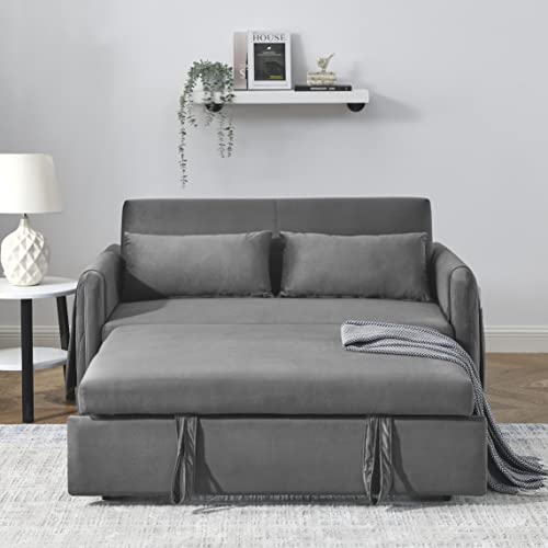 55" Modern Convertible Sofa Bed with Pull Out Bed
