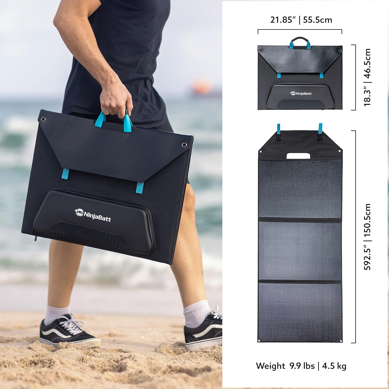 NinjaBatt 120W Foldable Portable Solar Panel for Power Stations, Compatible with Jackery Explorer, Goazl Zero Yeti