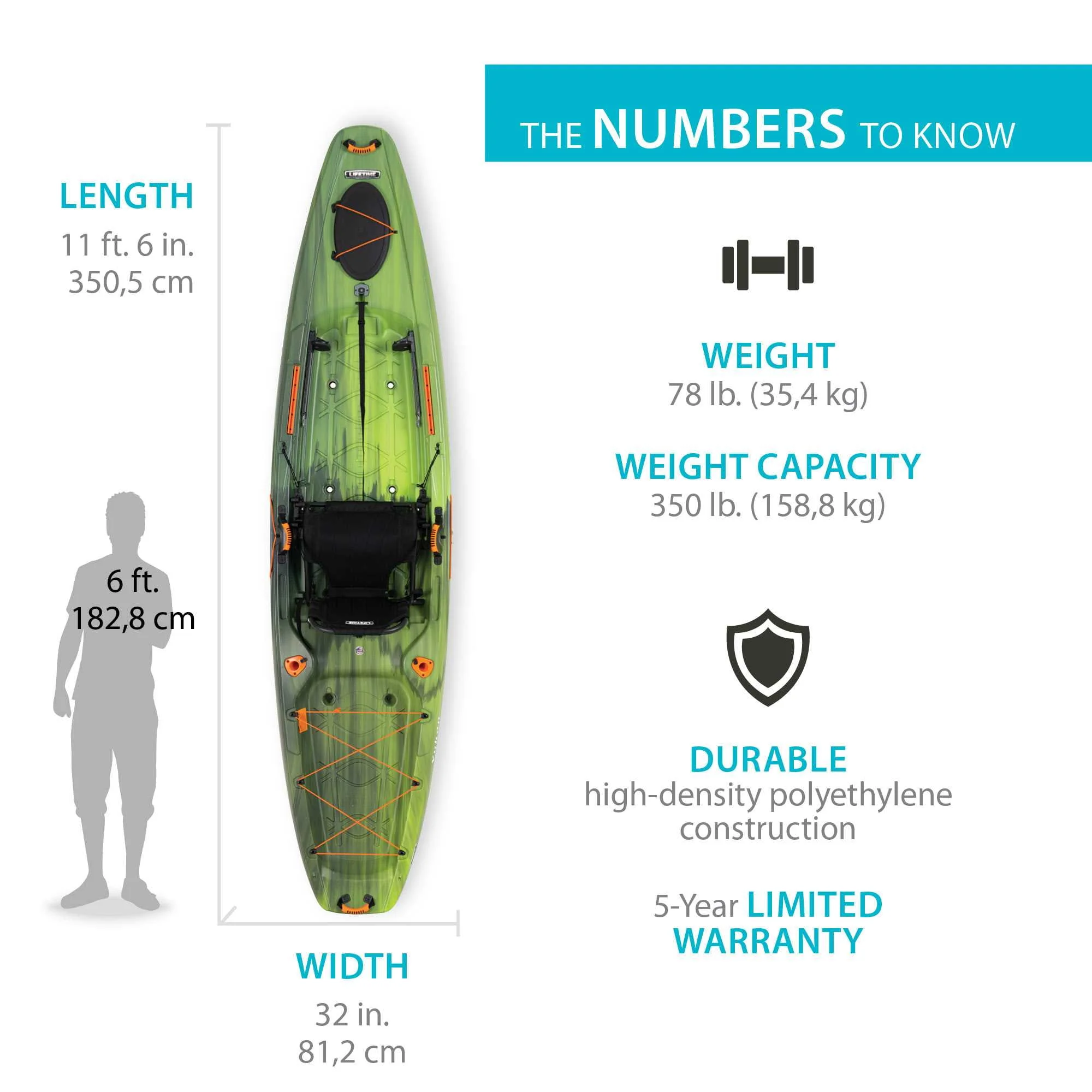 Lifetime Yukon Angler 116 inch Sit-on-Top Fishing Kayak, Lightning Fusion (90846)
