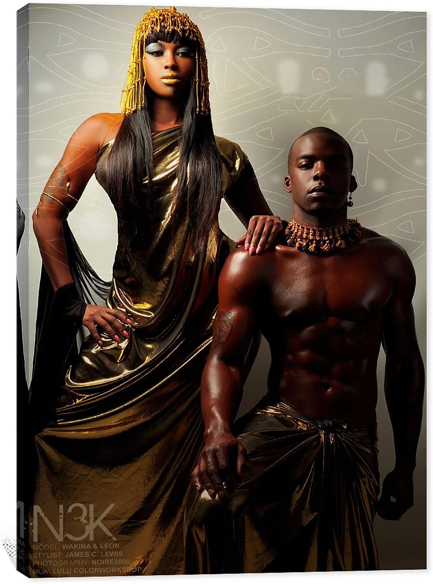 African American Wall Art, Black King and Queen Wall Art, Black Art Wall Art Decor, Black Couple Picture for Living Room Decor