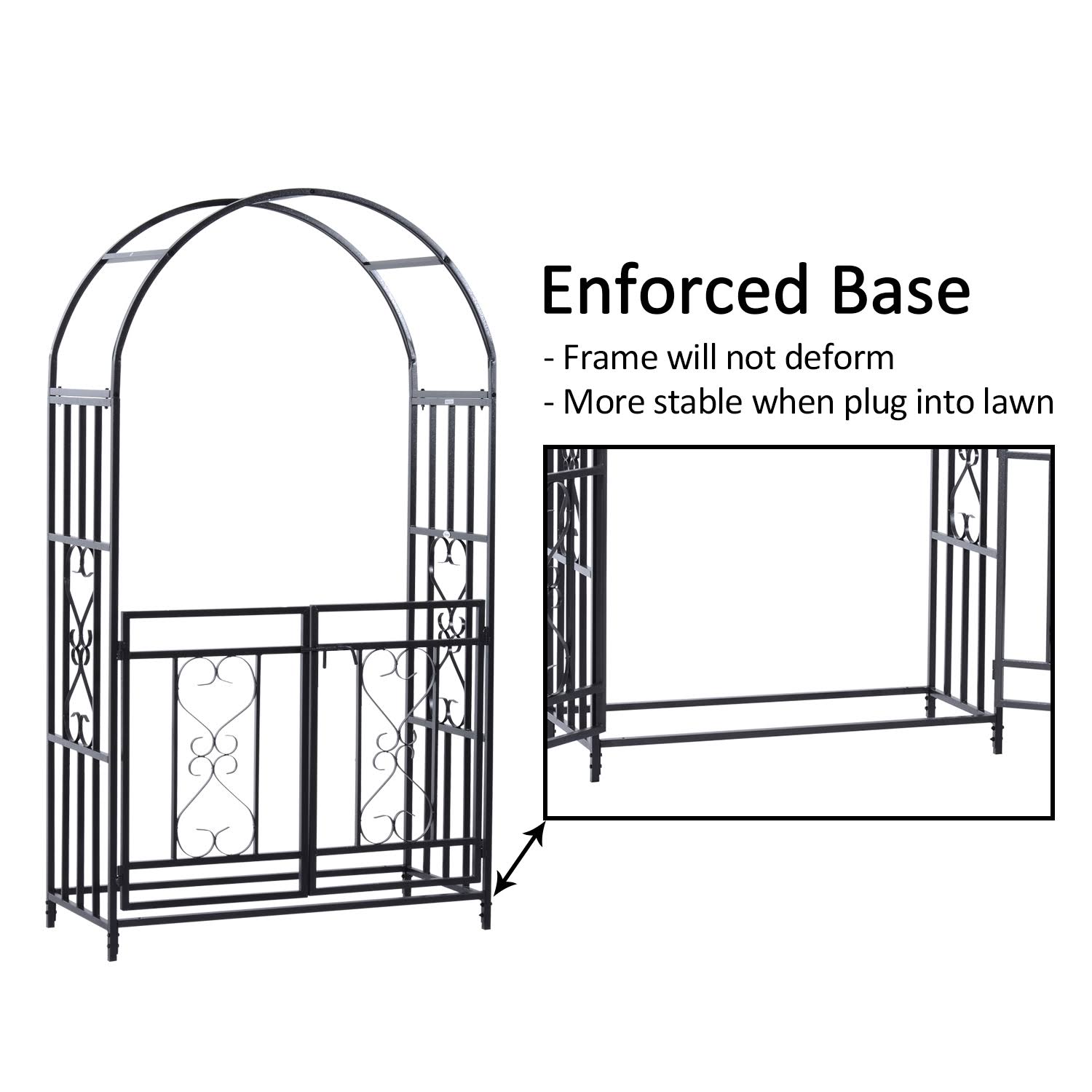 Outsunny Decorative Metal Gated Garden Arch, Black