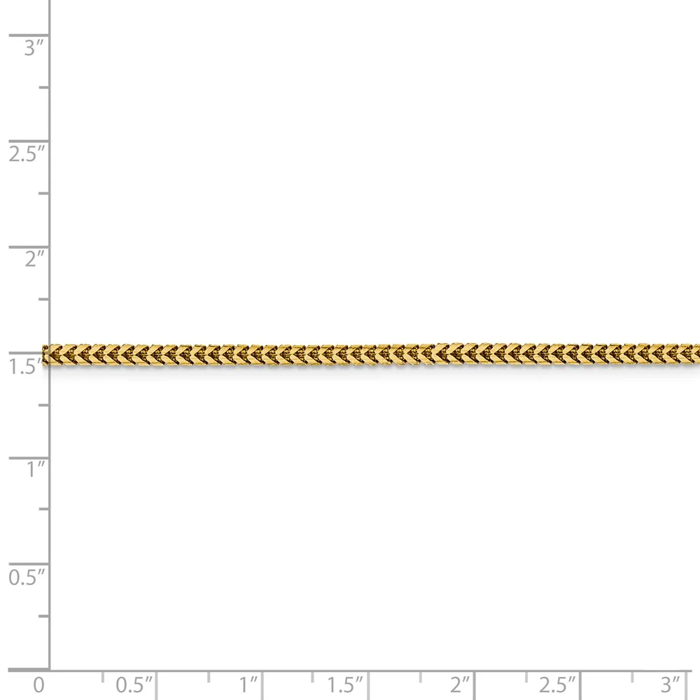 Real 14kt Yellow Gold 2.3mm Franco Chain; 18 inch; Lobster Clasp; for Adults and Teens; for Women and Men