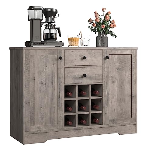 Buffet Sideboard Bar Cabinet with Storage, Farmhouse Coffee Bar Cabinet with 2 Drawers and Adjustable Shelves