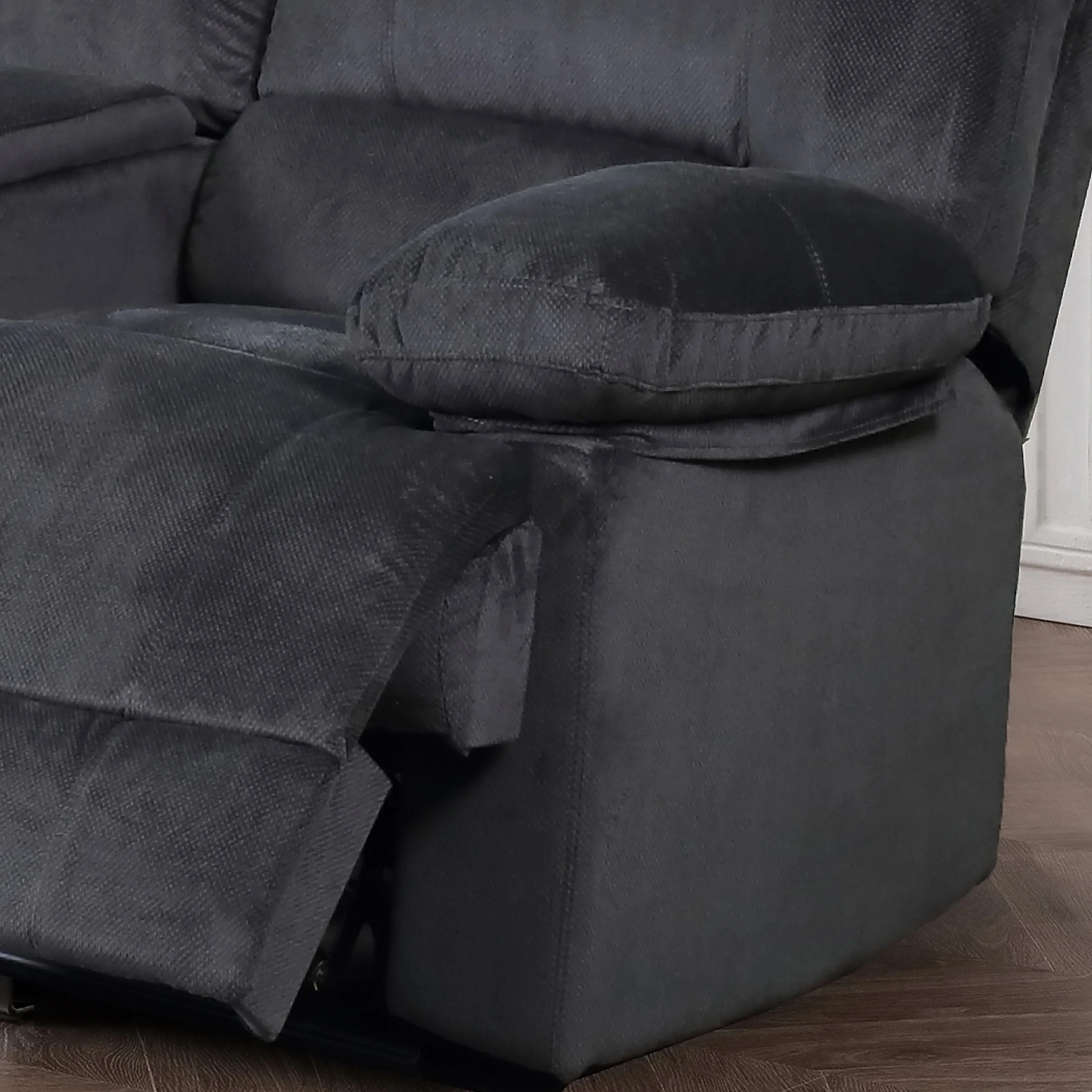 Kevin Grey Reclining Living Room Love Seat with Console