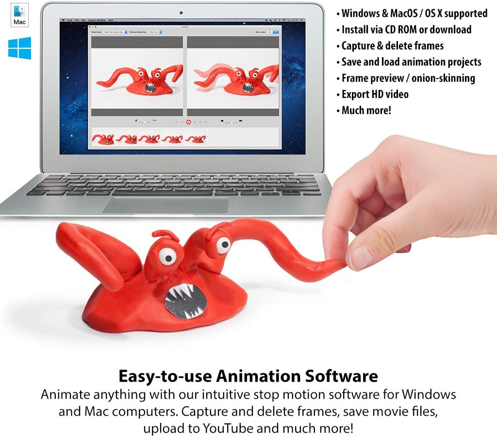 Stopmotion Explosion: Complete HD Stop Motion Animation Kit | Stop Motion Animation Software with Full HD 1080P Camera