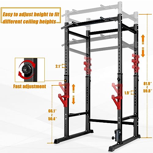 Bongkim Power Rack, Rack Cage for Weight Training, Adjustable Squat Stand Rack for Home Gym Equipment, Lifting Cage with 660lb Capacity