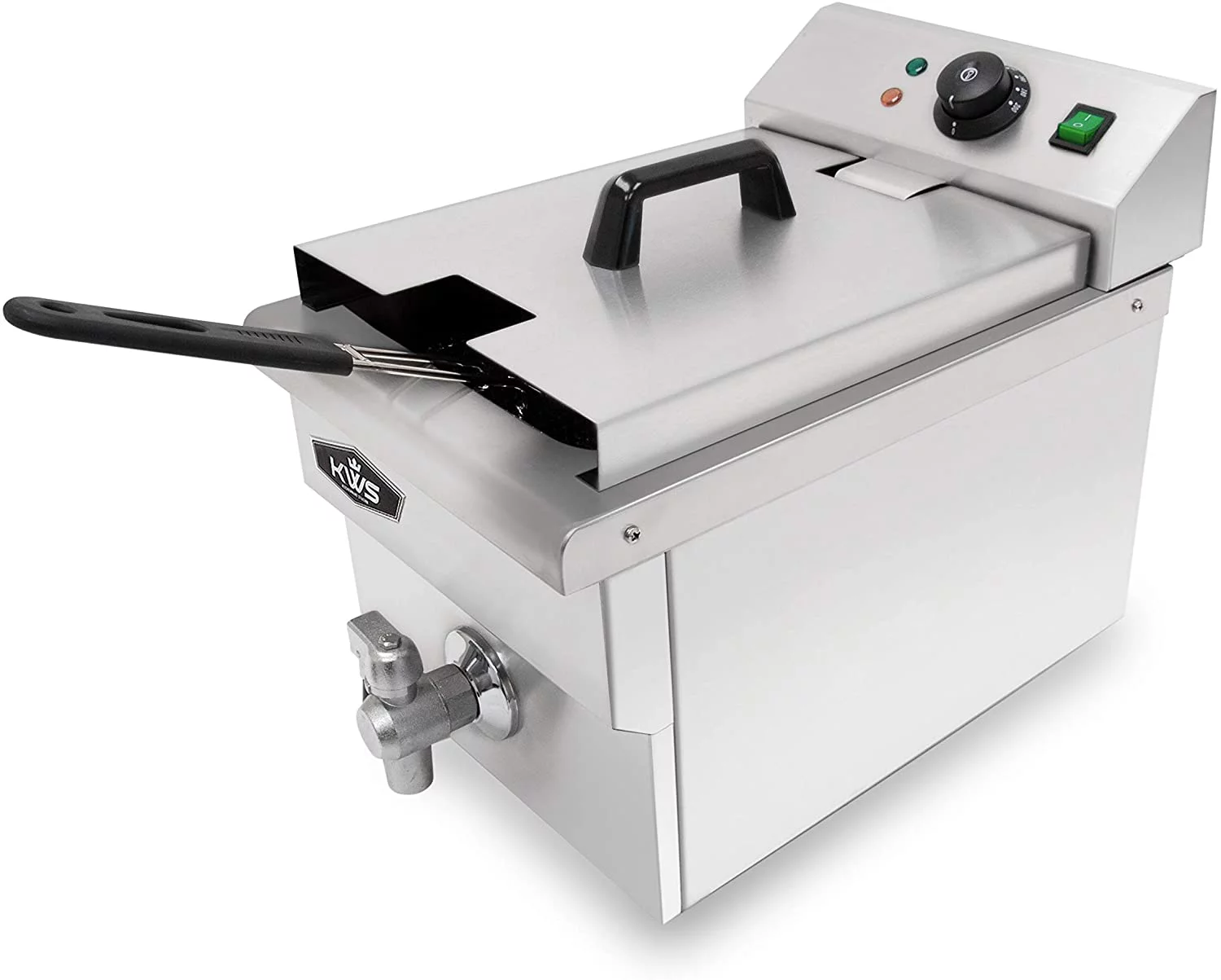 KWS DY-11 Commercial 1750W Electric Deep Fryer 11.4L Stainless Steel with Faucet Drain Valve System for Commercial and Home User