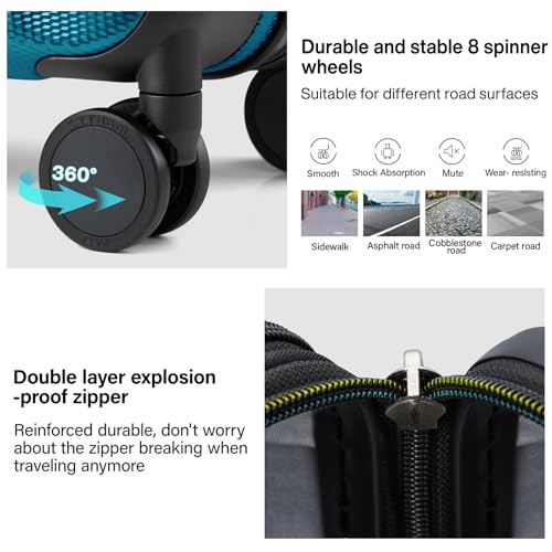 Hanke 29 Inch Luggage Suitcases With Spinner Wheels Lightweight PC hardside Rolling Suitcase With Travel Lock, Checked-Large 29-Inch(Blackish Green)
